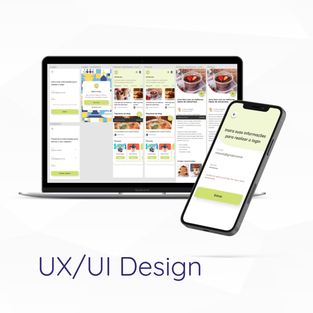 Modelo de UX/UI Design em desktop e mobile
